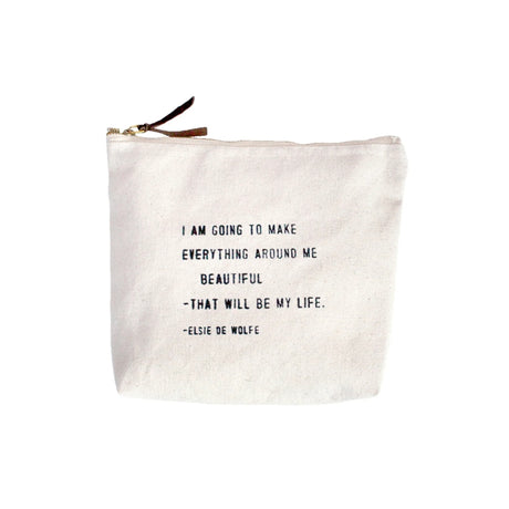 Sugarboo & Co Elsie De Wolfe Quote Canvas Zip Pouch