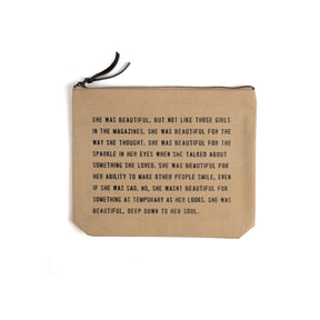 Sugarboo & Co She Was Beautiful Flax Color Canvas Zip Pouch