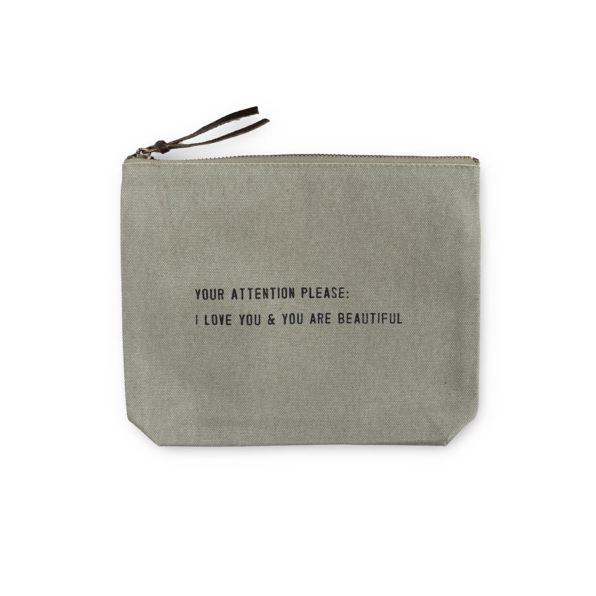 Sugarboo & Co Your Attention Please Sage Color Canvas Zip Pouch