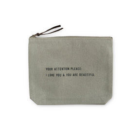 Sugarboo & Co Your Attention Please Sage Color Canvas Zip Pouch