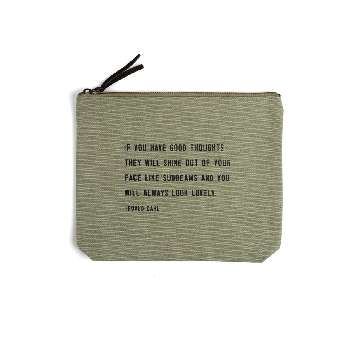 Sugarboo & Co Roald Dahl Quote Mint Color Canvas Zip Pouch