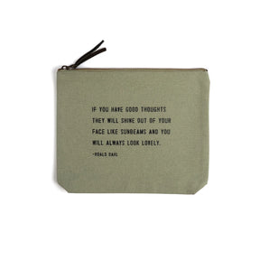 Sugarboo & Co Roald Dahl Quote Mint Color Canvas Zip Pouch