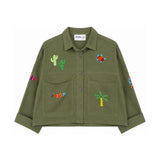 Boutique Flo Coastal Beaded Motifs Embroidered Olive Green Jacket