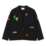 Boutique Flo Coastal Beaded Motifs Embroidered Black Jacket