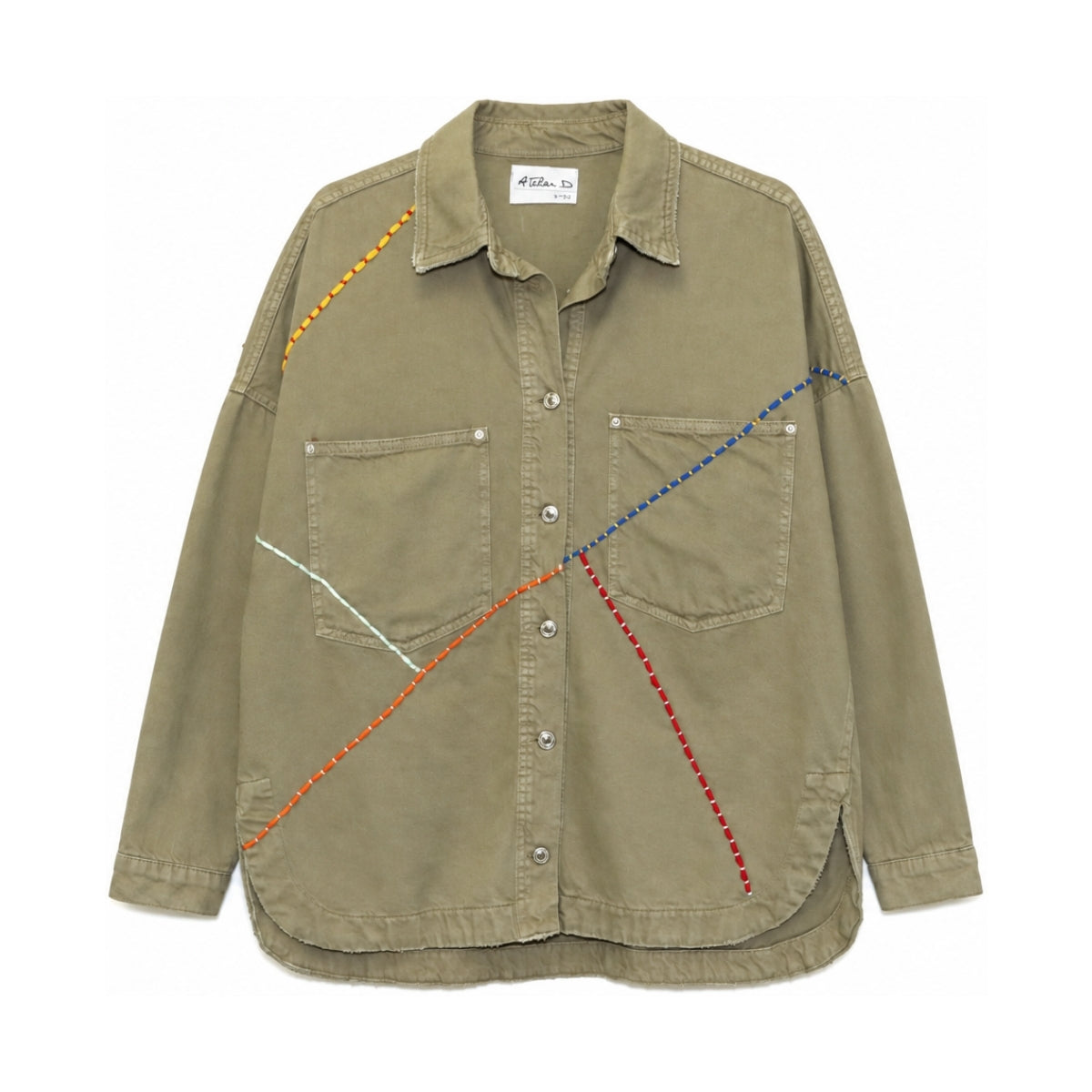 Boutique Flo Stretch Your Limits Embroidered Yarn Olive Green Jacket