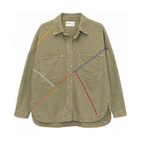 Boutique Flo Stretch Your Limits Embroidered Yarn Olive Green Jacket