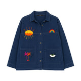 Boutique Flo Viva La Vida Embroidered Yarn Navy Jacket