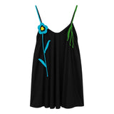 Boutique Flo Crochet Flower Black Balloon Mini Dress