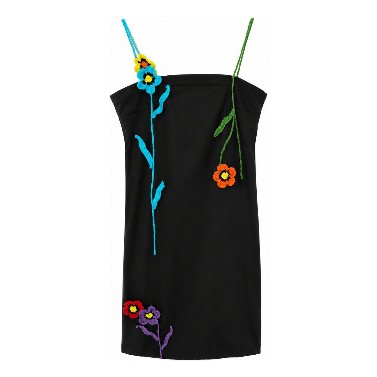 Boutique Flo Crochet Flower Black Dress