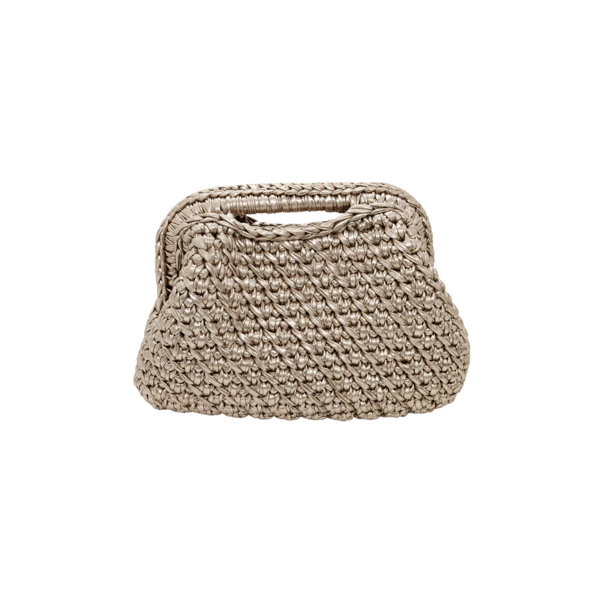 Get Over It Recta Metallic Champagne Leather Crochet Clutch Bag