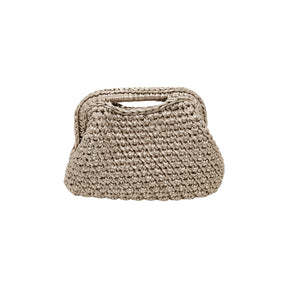 Get Over It Recta Metallic Champagne Leather Crochet Clutch Bag