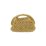 Get Over It Solea Metallic Gold Leather Crochet Clutch Bag