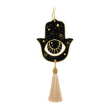Noorena Celestial Hamsa Evil Eye Ceramic Wall Hanging with Tassel