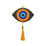Noorena Amber Evil Eye Ceramic Wall Hanging with Orange Tassel