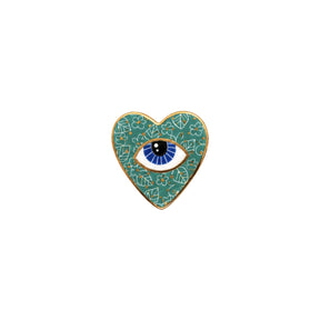 Noorena Teal Heart Evil Eye Ceramic Magnet