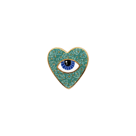 Noorena Teal Heart Evil Eye Ceramic Magnet