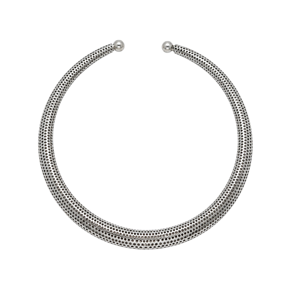 You & Eye Silver Plated Perforated Tube Open Collar Choker