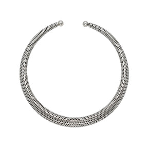 You & Eye Silver Plated Perforated Tube Open Collar Choker