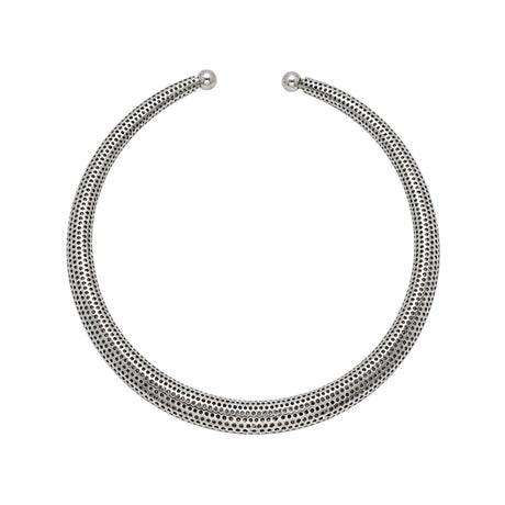 You & Eye Silver Plated Perforated Tube Open Collar Choker