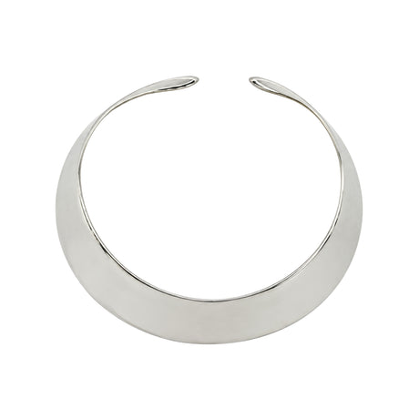 You & Eye Silver Plated Wide Band Open Collar Choker