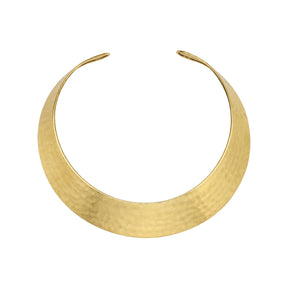You & Eye Hammered Gold Wide Band Open Collar Choker