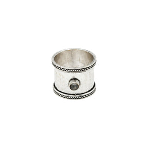 You & Eye Gray Moonstone Hammered Wide Band Ring