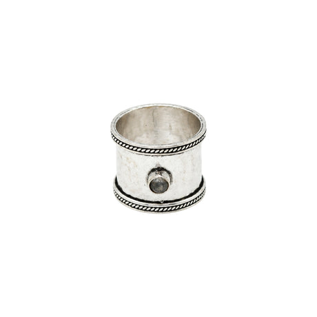 You & Eye Gray Moonstone Hammered Wide Band Ring