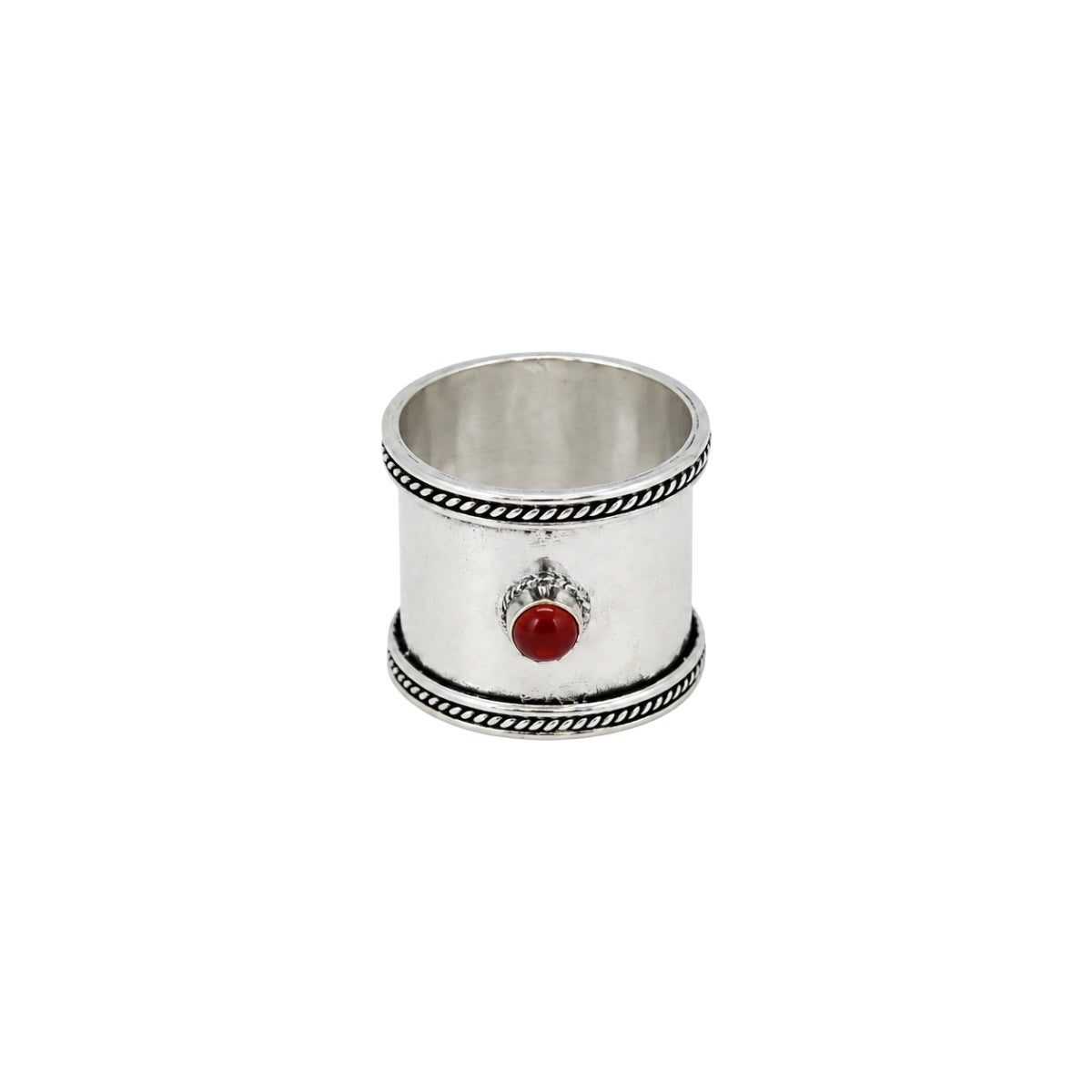 You & Eye Carnelian Hammered Wide Band Ring
