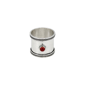 You & Eye Carnelian Hammered Wide Band Ring
