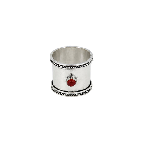 You & Eye Carnelian Hammered Wide Band Ring