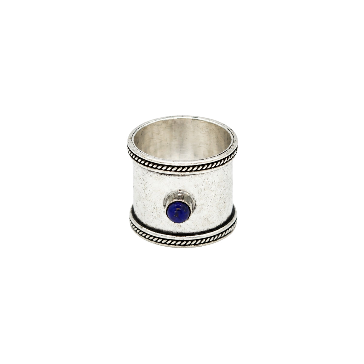 You & Eye Lapis Lazuli Hammered Wide Band Ring