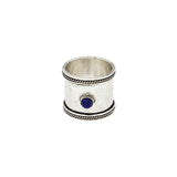 You & Eye Lapis Lazuli Hammered Wide Band Ring
