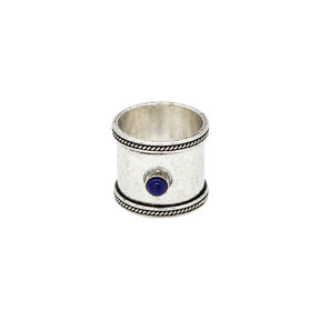 You & Eye Lapis Lazuli Hammered Wide Band Ring