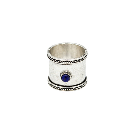 You & Eye Lapis Lazuli Hammered Wide Band Ring