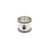 You & Eye Garnet Hammered Wide Band Ring