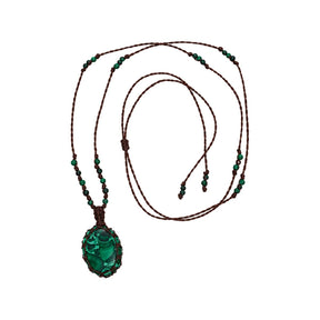 You & Eye Malachite Macrame Necklace