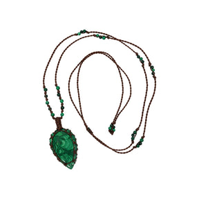 You & Eye Medium Teardrop Malachite Macrame Wrap Necklace
