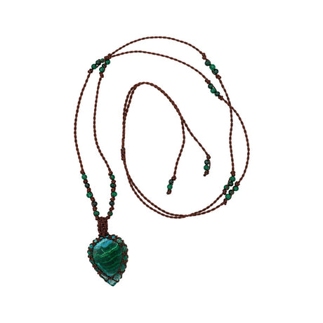 You & Eye Teardrop Malachite Macrame Wrap Necklace