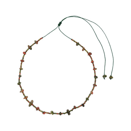 You & Eye Unakite Chip Beaded Thread Necklace