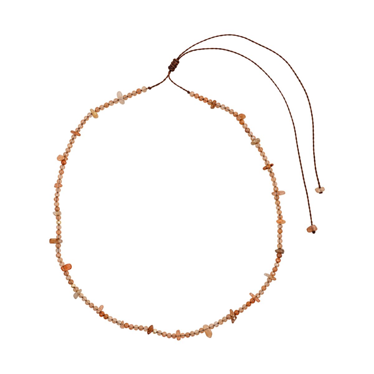 You & Eye Peach Moonstone Chip Beaded Thread Necklace