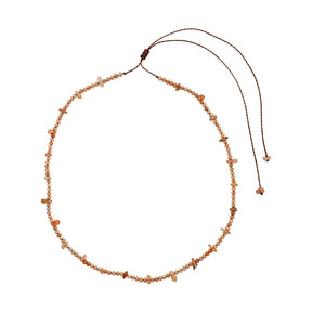 You & Eye Peach Moonstone Chip Beaded Thread Necklace