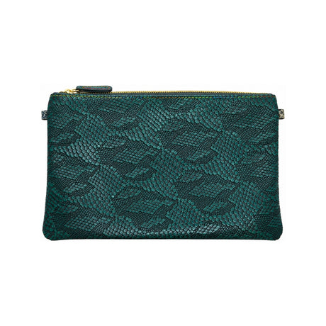 Brown Emerald Snake Print Pouch