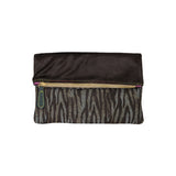 Ebarrito Brown & Tiger Print Minilie Leather Clutch Bag