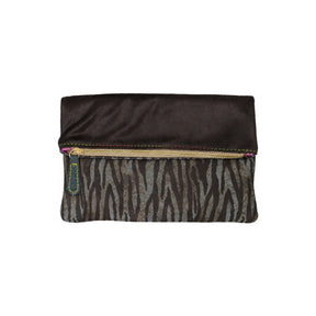 Ebarrito Brown & Tiger Print Minilie Leather Clutch Bag