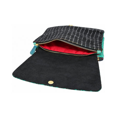 Green Leopard Maxi Surf & Turf Clutch Bag