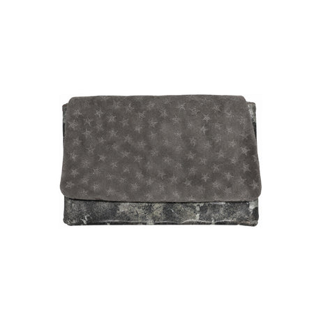 Ebarrito Grey Star Suede Maxi Surf & Turf Leather Clutch Bag