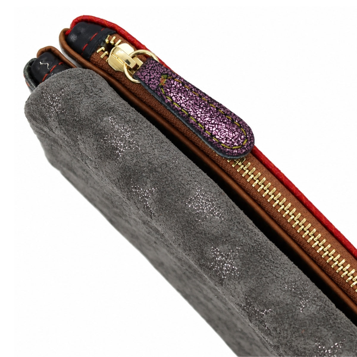 Grey Star Suede Maxi Surf & Turf Clutch Bag