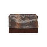 Ebarrito Brown Snake Print Maxi Surf & Turf Leather Clutch Bag