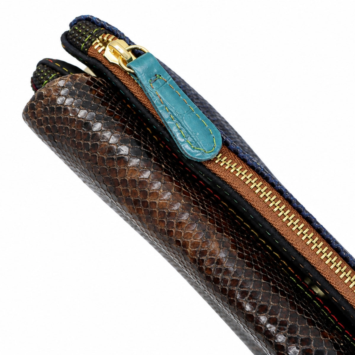 Brown Snake Print Maxi Surf & Turf Clutch Bag