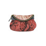Ebarrito Red Snake Print & Grey Tight Rope Dancer Leather Clutch